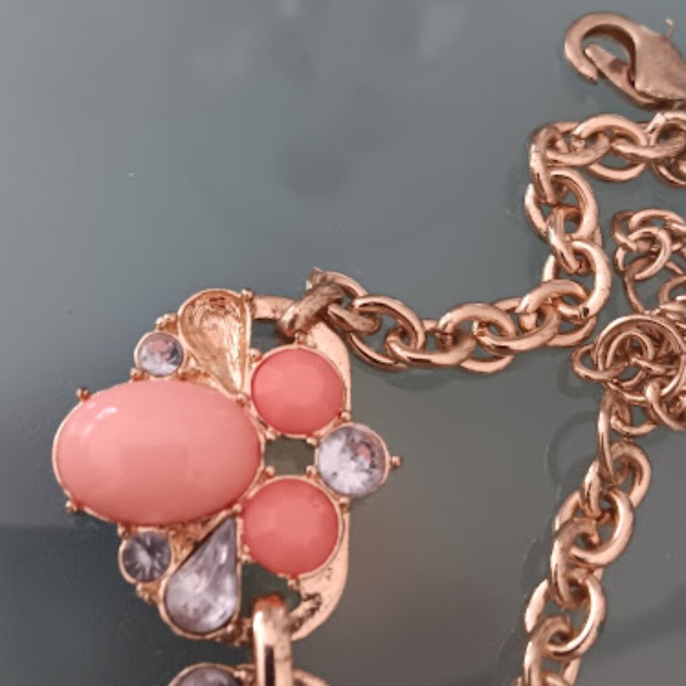 LEE By LEE ANGEL 12KT GP Mod/Contemporary Capri Gold Coral/Peach/Pink Necklace - Picture 2 of 3